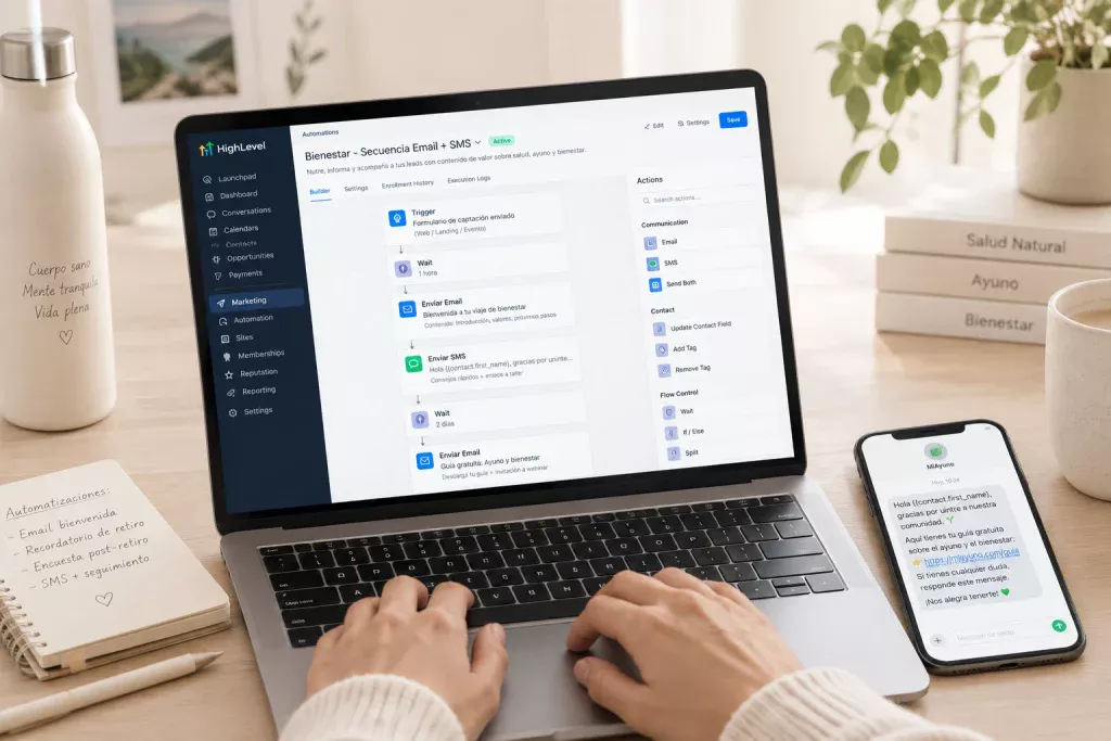 Automatizaciones de un CRM para centro de yoga con GoHighLevel